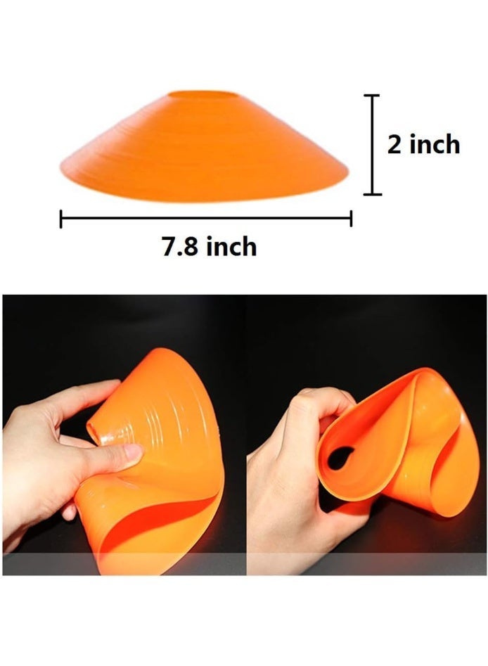 Diomos Soccer Cones (50 Pcs), Disc Cone Agility Training Sports Cone Plastic with Carry Bag & Holder for Football Basketball Drills Field Markers, (5 Colors) - Image 2